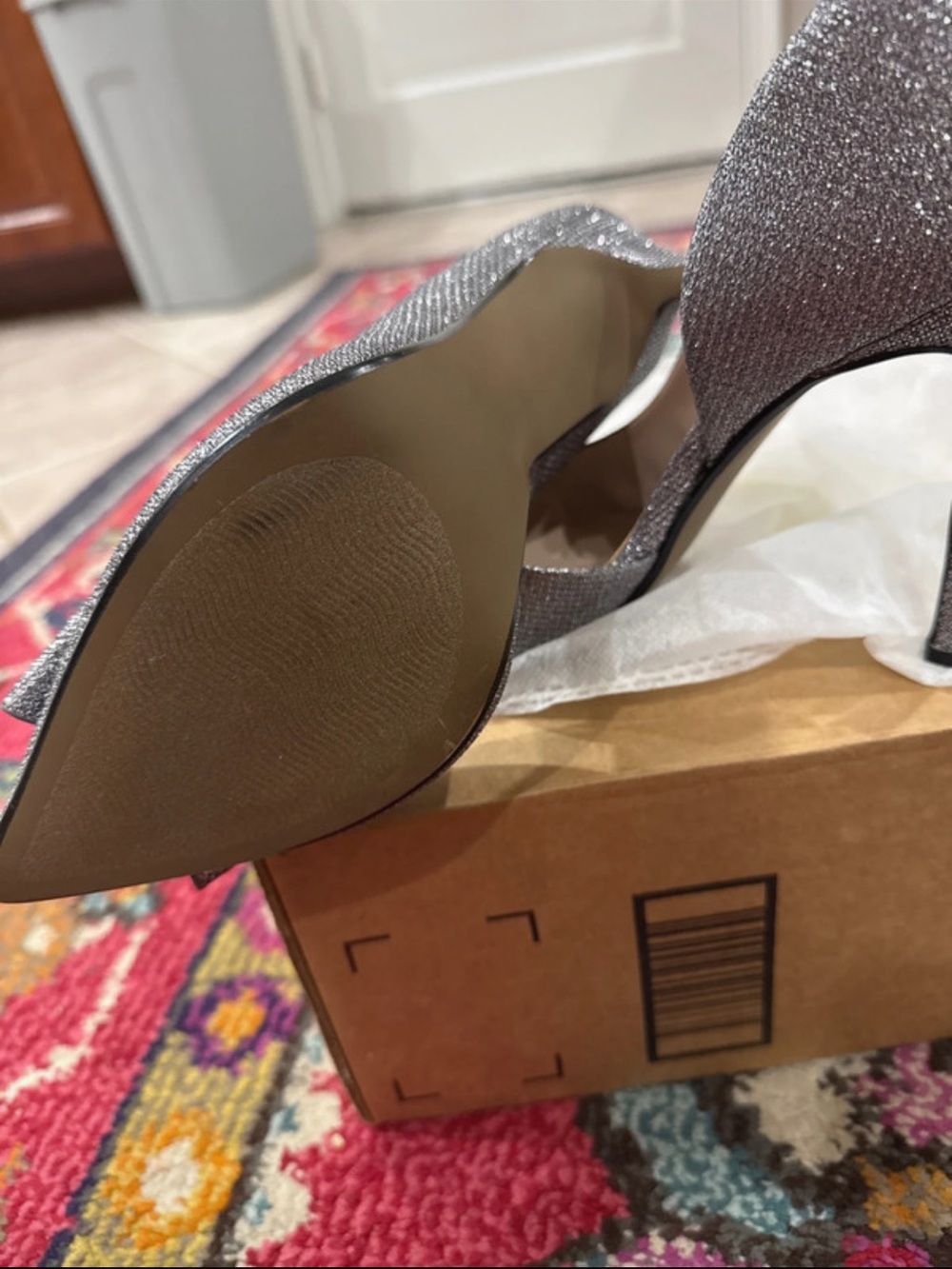 Betsey Johnson Silver Glitter Pointed Toe Pumps